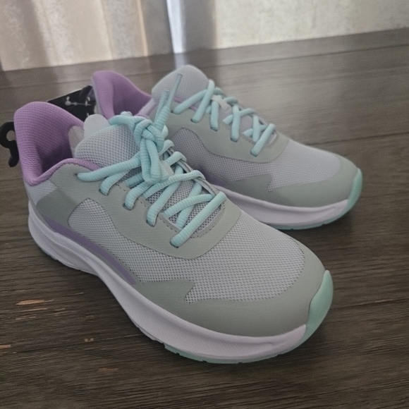 Women's Athletic Sneakers - Light Gray and Purple - Picture 1 of 12